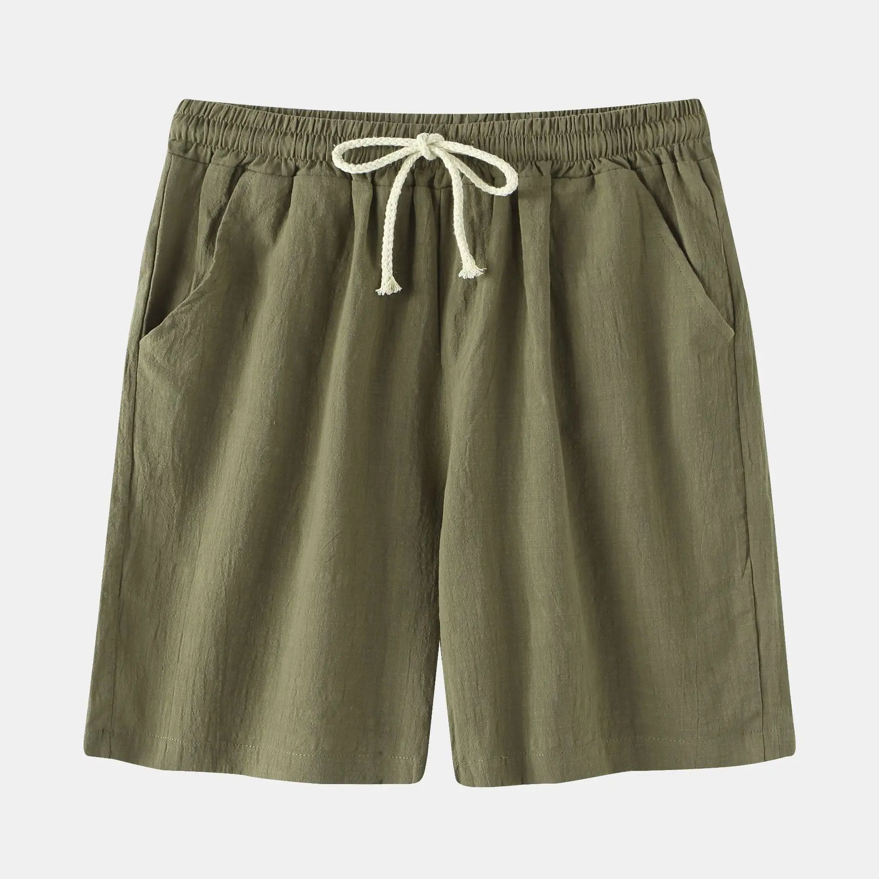 Bermuda de Linho Masculina Vonluthen VL011, feita com linho nobre, modelagem sofisticada e caimento impecável, garantindo conforto e elegância atemporal.