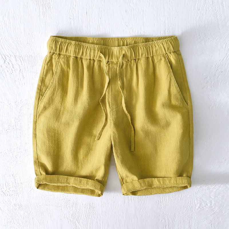 Bermuda Masculina de Linho Vonluthen VL017, confeccionada em linho premium, modelagem confortável e design refinado, ideal para composições sofisticadas e versáteis.
