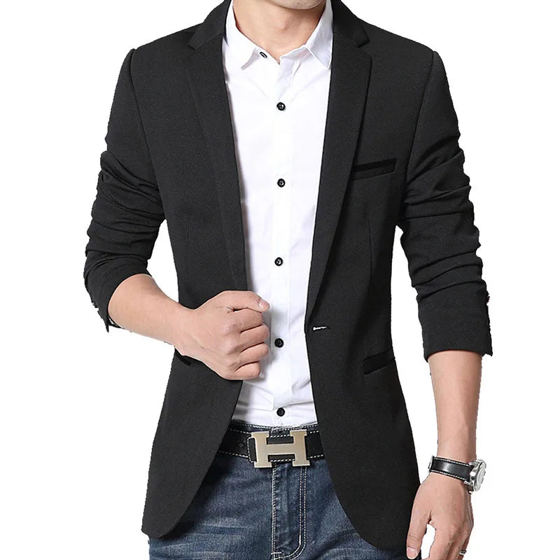 Blazer Masculino Slim Fit em Algodão Vonluthen VL187, com bolsos discretos e botões sofisticados, ideal para ocasiões formais e casuais.
