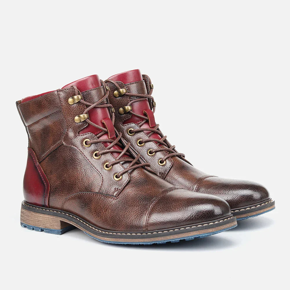 Bota Masculina em Couro Vonluthen VL156, couro resistente, solado emborrachado, interior acolchoado e design versátil para um visual sofisticado.