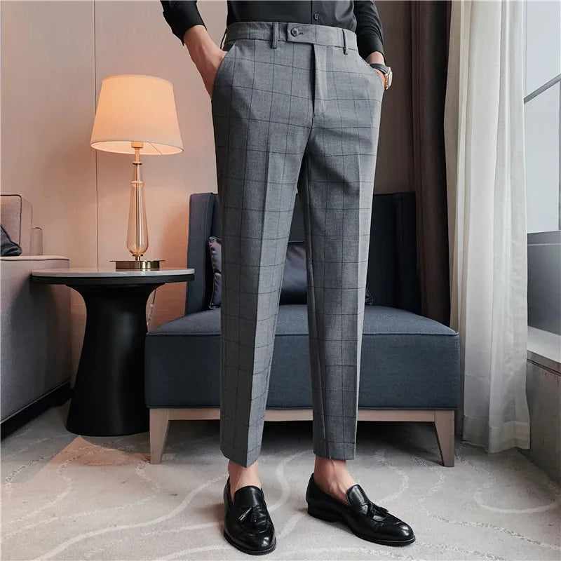 Calça de Alfaiataria Masculina Vonluthen VL214, com corte slim fit e tecido de algodão de alta qualidade, perfeita para qualquer ocasião.