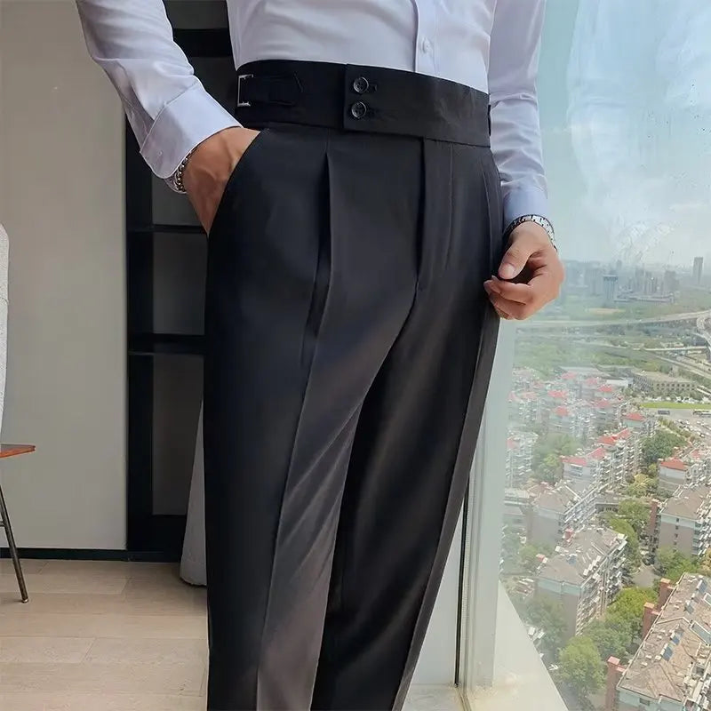 Calça de Alfaiataria Masculina Vonluthen VL212, com corte tradicional e tecido de alta qualidade, ideal para o ambiente de trabalho e ocasiões formais.