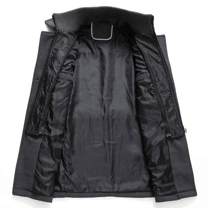 Casaco Masculino Europeu Clássico Vonluthen VL116, com forro acolchoado, modelagem clássica e fechamento em zíper para proteção e elegância.