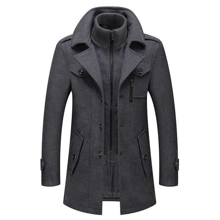 Casaco Masculino Europeu Clássico Vonluthen VL116, com forro acolchoado, modelagem clássica e fechamento em zíper para proteção e elegância.