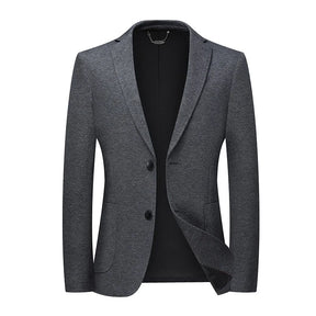 Blazer Masculino Vonluthen VL028, produzido em tecido elástico de malha, com design moderno e caimento ajustado, ideal para composições casuais e formais.