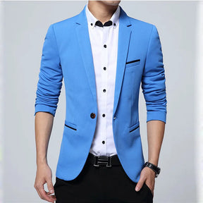 Blazer Masculino Slim Fit em Algodão Vonluthen VL187, com bolsos discretos e botões sofisticados, ideal para ocasiões formais e casuais.