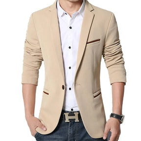 Blazer Masculino Slim Fit em Algodão Vonluthen VL187, com bolsos discretos e botões sofisticados, ideal para ocasiões formais e casuais.