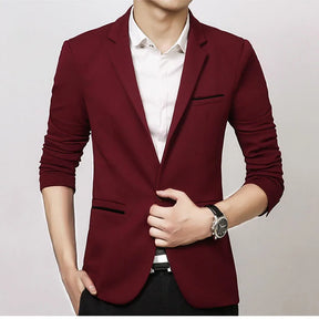 Blazer Masculino Slim Fit em Algodão Vonluthen VL187, com bolsos discretos e botões sofisticados, ideal para ocasiões formais e casuais.