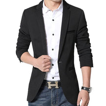 Blazer Masculino Slim Fit em Algodão Vonluthen VL187, com bolsos discretos e botões sofisticados, ideal para ocasiões formais e casuais.