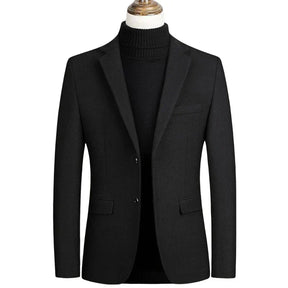 Blazer Masculino Vonluthen VL188, elegante e moderno, com corte ajustado e lapelas finas, perfeito para ocasiões formais e casuais sofisticadas.