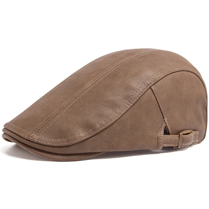 Boina Inglesa de Couro Masculina Vonluthen VL375 clássica, com couro premium e design elegante, perfeita para visuais casuais ou formais com conforto.