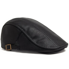 Boina Inglesa de Couro Masculina Vonluthen VL375 clássica, com couro premium e design elegante, perfeita para visuais casuais ou formais com conforto.