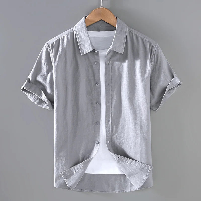 Camisa de Linho Masculina Vonluthen VL004, confeccionada em linho nobre, com modelagem refinada e respirabilidade superior, ideal para eventos formais.