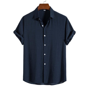 Camisa Masculina em Linho Vonluthen VL383, modelagem clássica, tecido respirável e estilo minimalista para conforto e sofisticação.