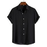 Camisa Masculina em Linho Vonluthen VL383, modelagem clássica, tecido respirável e estilo minimalista para conforto e sofisticação.